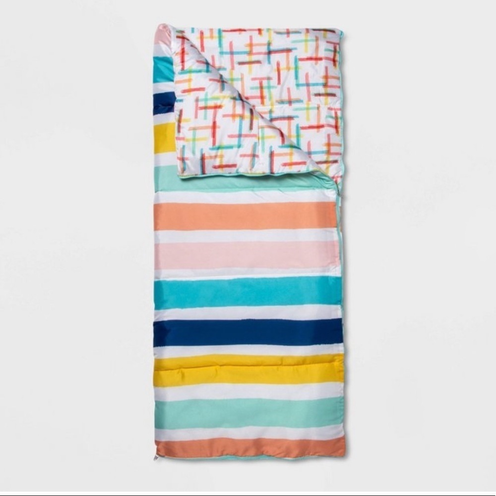 NWT sun squad kids printed sleeping bag w/carrying bag pastel colored